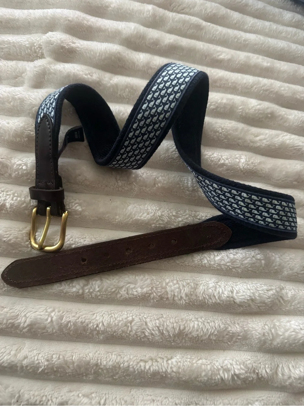 Vineyard Vines Men's Whale Canvas Club Belt Size 30 Navy Blue Preppy